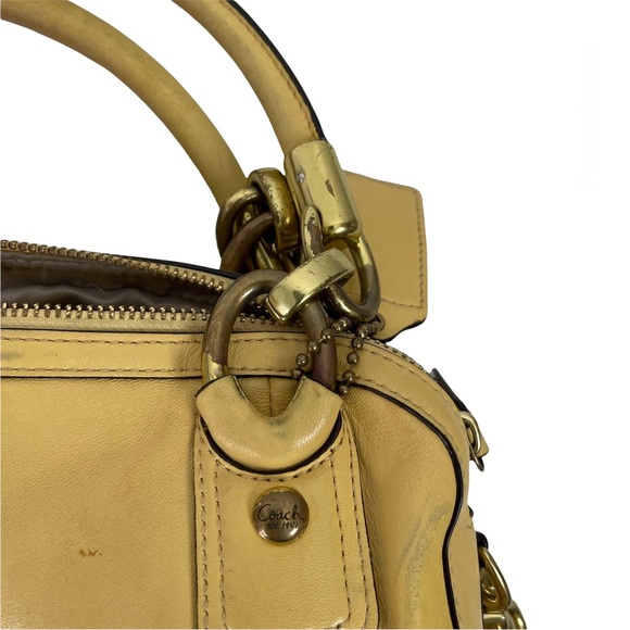 Coach Kristin F22304 Yellow Leather Satchel Double Zip Crossbody Bag - Picture 7 of 13